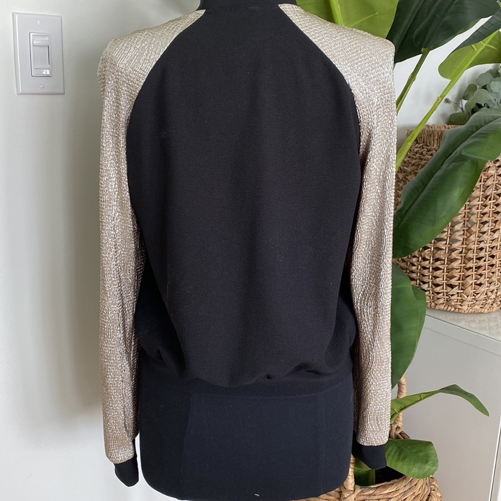 Bomber Jacket with Metallic Sleeves Sz 6 - Picture 5 of 9